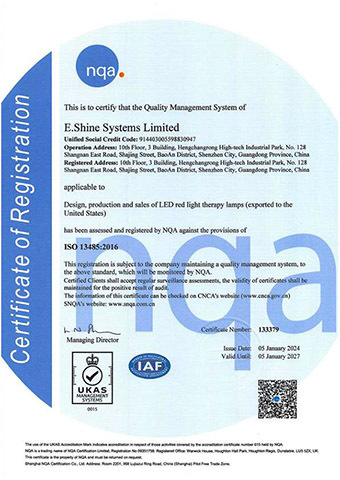 Certyfikat ISO13485 Panel LED